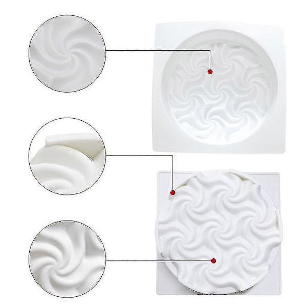 Bakform i Silikon för Gelé, Moussekaka, 3D Spiralutseende, Icke-Klibbig Silikonform för Dessert, Bakverk, Choklad, Köksbakning
