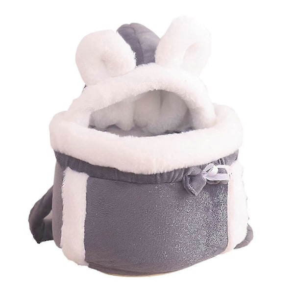 Varm Vinter Ryggsäck för Små Katter & Hundar, Plysch Resebur, Utomhus Hängande Bröstväska grey l