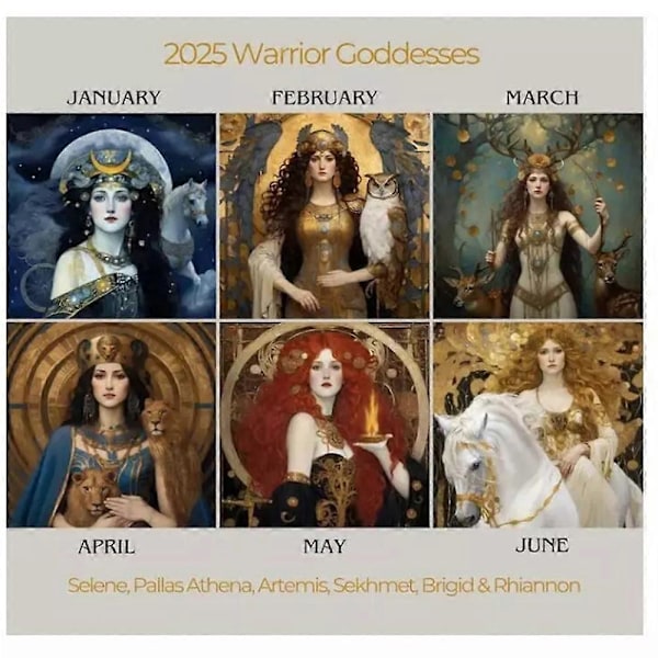 Warrior Goddess 2025 Månefasekalender, 2025 Vægkaleender med 12 Måneder s