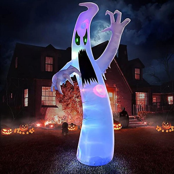 240 cm Halloween uppblåsbar skrämmande spöke med färgskiftande LED