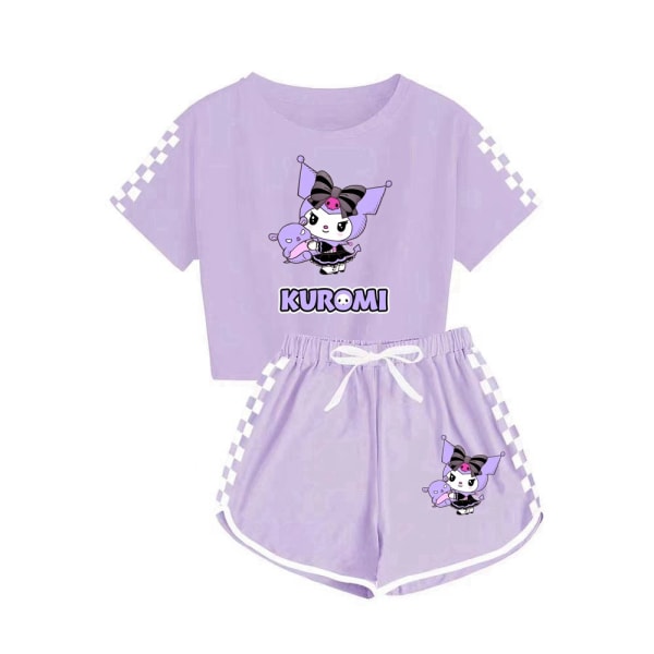 kuromi pojkar och flickor T-shirt + shorts sportpyjamas set pink Children 120