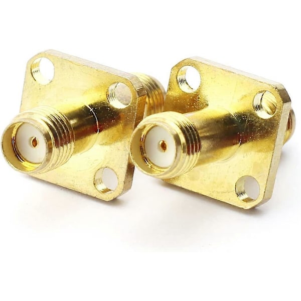 2 st SMA Hon till SMA Hon Koppling med 4-håls Fläns RF Koax Adapter (D-583-A)