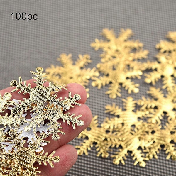 Juleferie Adventskalender 100 stk Gullstoff Julerysse Konfettis Juldekorasjon 4cm