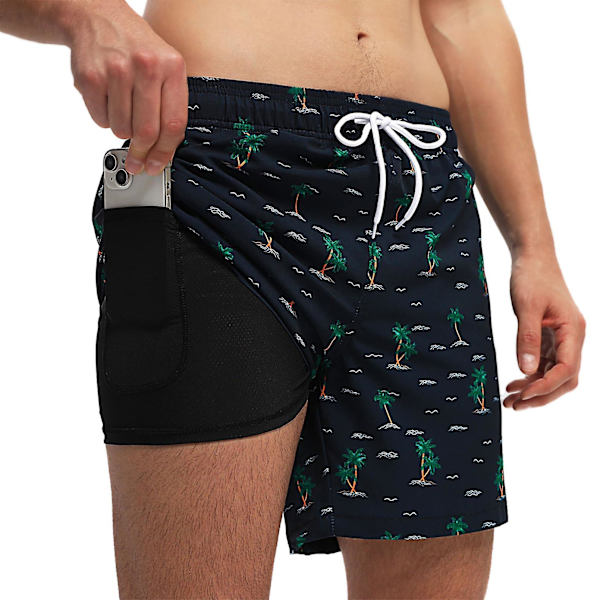 M-3XL LargeSize Uimahousut Miehet Uimahousut Puristusvuorilla Nopeasti Kuivuvat Rantahousut 2 Vetoketjutaskulla -GSL stripe