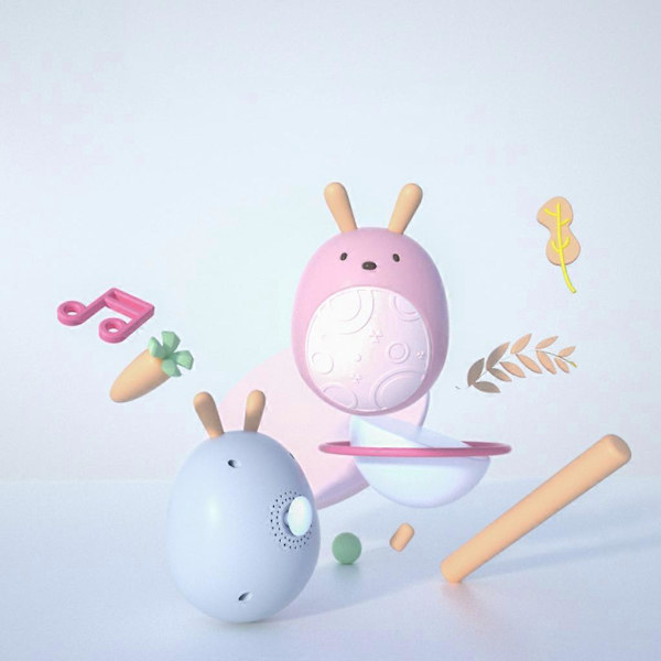 Söt Kaninformad Snurrmusik Tumlare Baby Skramla Toddler Leksak Doll pink
