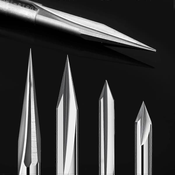 Router Set 1/4 , Gravering Träskärning Fräs Bits 6mm 4mm, V-spår, Profil Bit, Wolfram Stål Yj51-3 ZD.16