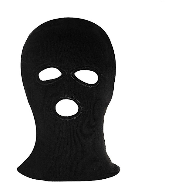 2 kpl Musta 3-reikäinen Täyskasvosuojus Lämmin. Kaksinkertainen Neule Talvi Balaclava Ulkoiluun