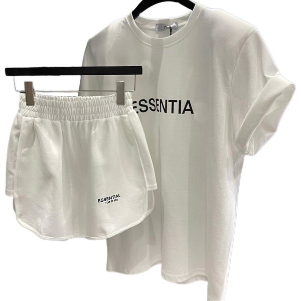 Kortärmade Shorts Kostym Letter Lös Kortärmad Till Nyår Som White 2XL