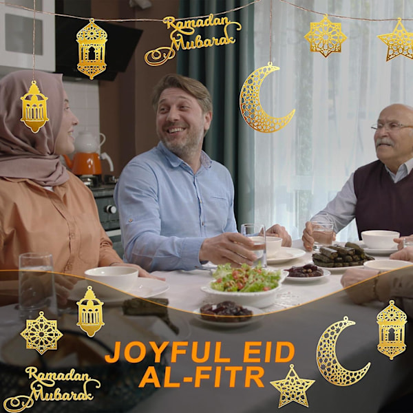 Eid Mubarak -koristeet Ramadanin koristeet Mubarak Eid -riipukset Ramadanin kuun ja tähden merkit kotiin Eid-juhliin gold a