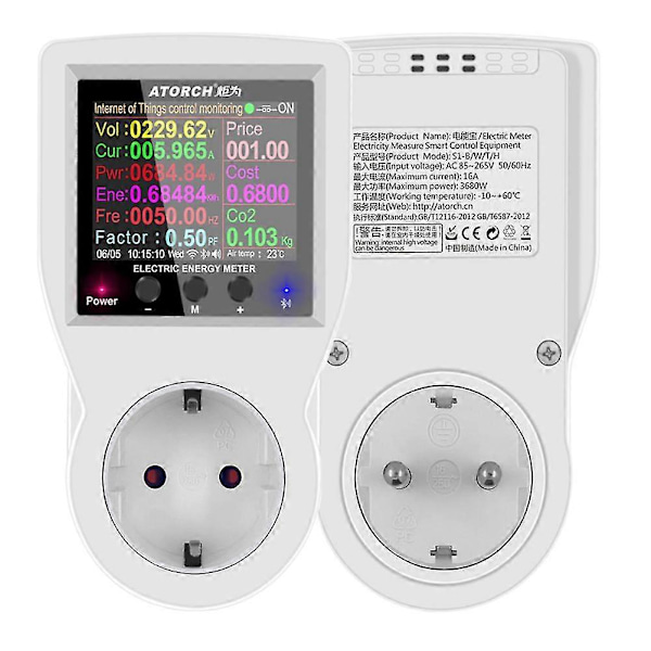 Ac Wifi Smart Stikkontakt Digital Wattmeter Eu Stik Power Meter Strømmåler~ -DGZD