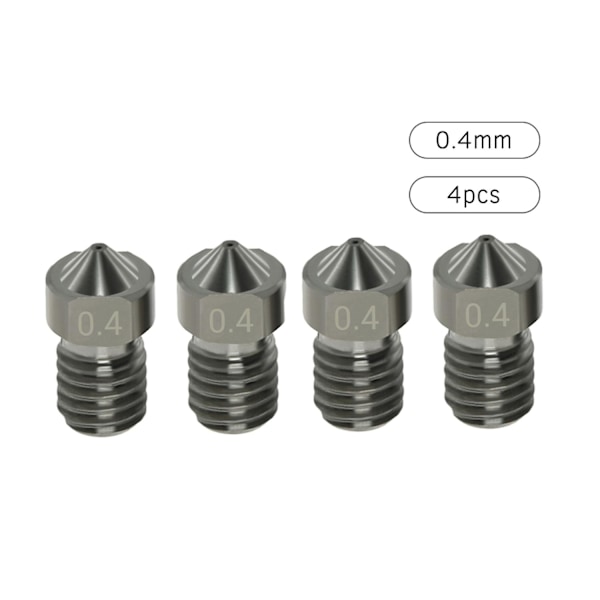 4 stk. Hærdede Stål Dyser V6 Dyser 0,4 mm til 1,75 mm Filament til 3D Printer Dele
