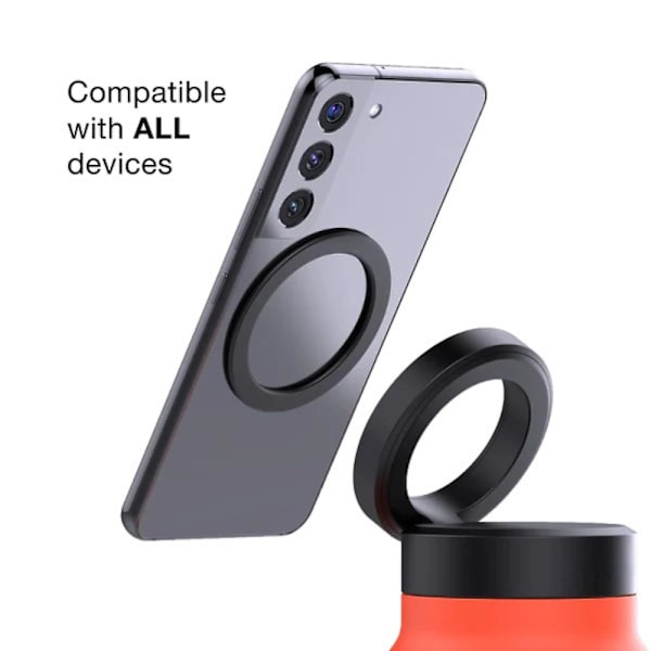 Telefon vannflaske med magnetisk telefonholder - Rustfritt stål vannflaske med stativ telefonholder - Varm 12 timer, kald 24 timer, 360 rotasjon -GSL orange color