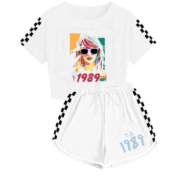 taylor swift herre og dame T-shirt + shorts sportspyjamas børnesæt pink Children 150