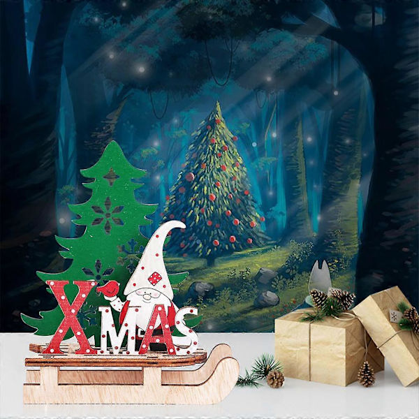 Julkalender för semester Juldekoration Trä DIY Släde Ornament Kombination Dekoration b