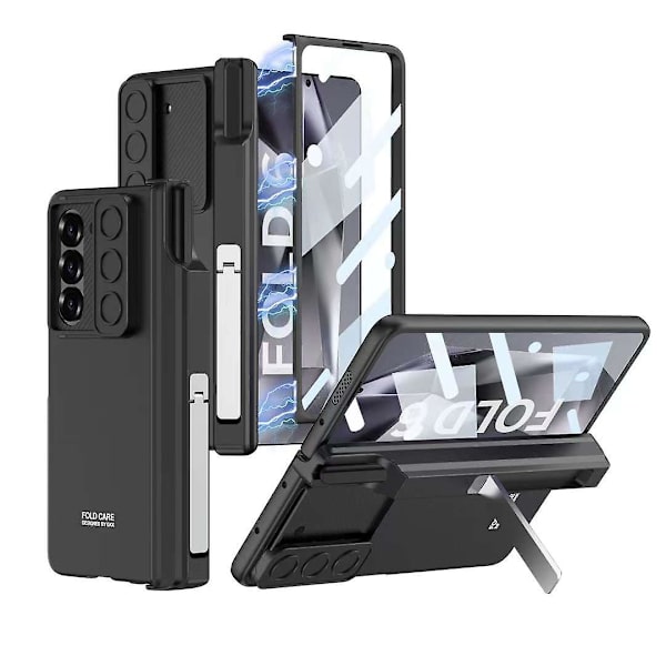 Hinge-skydd för Samsung Galaxy Z Fold 6 med S Pen-hållare, inbyggt skärmskydd & kickstand - Helkroppsskydd black