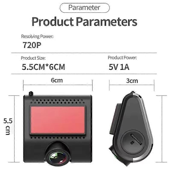 Bilkamera DVR Dash Cam Android USB-app ADAS HD-linskamera nattseende mini körinspelare 16g