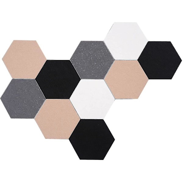 10 st självhäftande filttavlor hexagonformade anslagstavlor för väggar, filt korktavla för bilder foton anteckningar med tryckknappar -GSL
