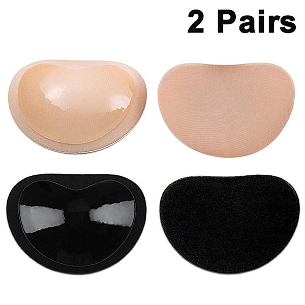 2 Par Silikonbröstkuddar Självhäftande Bh-kuddar Insatser Avtagbara Klibbiga Bröstförstärkare Kuddar Bröstlyftare För Kvinnor heart shape style