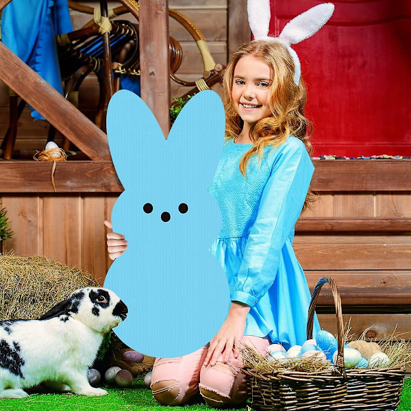 Pääsiäispupun Pihapylväät - Pääsiäisen Pihamerkit Pupun Puutarhakoristeet Pylväillä - Pääsiäispupun Merkit Koristeeksi Puutarhaan Terassille Nurmikolle blue