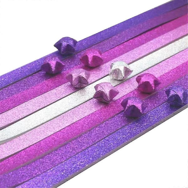 520 Arkkia Glitter-Paperia Taittelupaperia Tähtipaperinauhoja Onnen Tähtiä Koristeluun Taittelupaperia Käsintehtyihin Taideteoksiin, Violetti