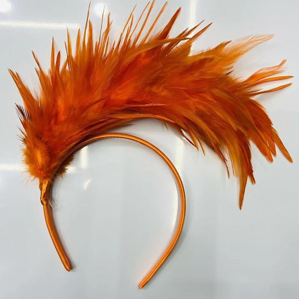 1920'er Pandebånd med Fjer, 20'er Stil Hårbånd, Retro Hårbånd, Karneval Hovedbeklædning, Hurtig Forsendelse orange