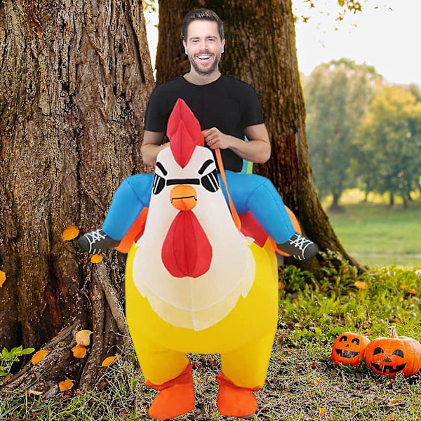 Oppusteligt hønse-kostume til voksne - Oppusteligt kyllingekostume til Halloween, påskegave
