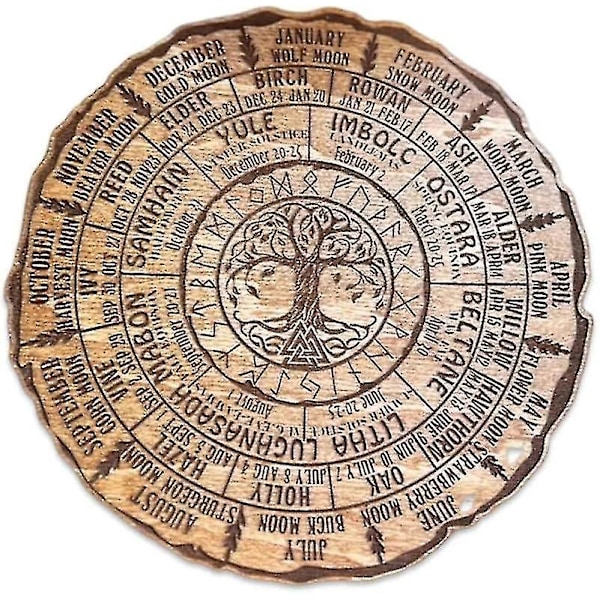 Wheel Of The Year Wood Sign, Pagan Witch Sign, Tree Calendar Tree Of Life Wheel Of The Year, Tree Of Life Decor Wheel Calendar ZD A