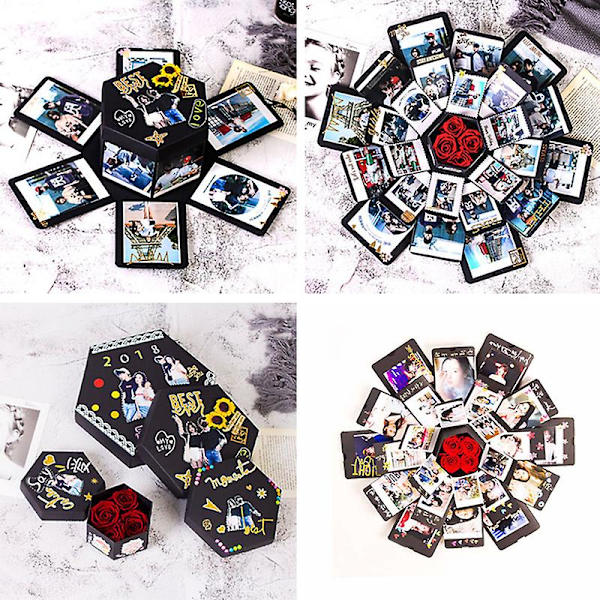50% RABATT, Överraskningsbox med explosion, kärleksminnen, DIY fotoalbum för årsdag, födelsedagspresent