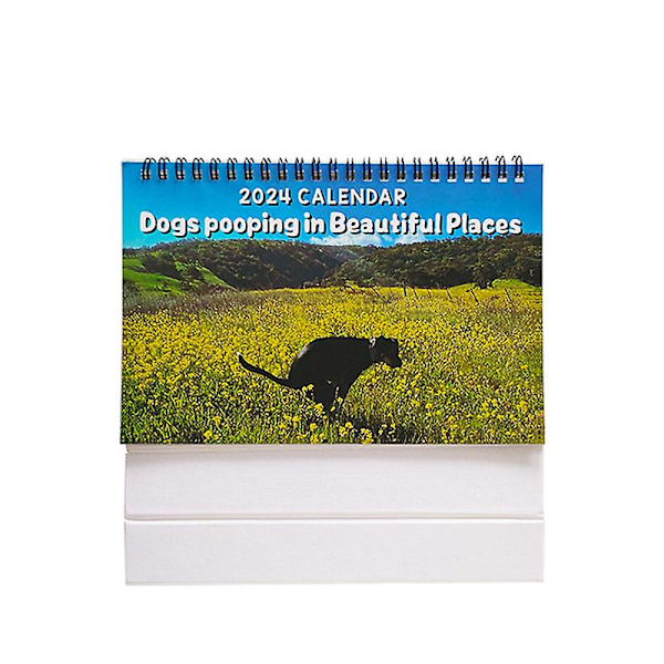 Hunder som Bæsjer Kalender 2024, Kreativ Hunder Skrivebords Kalender, Morsom Kalender 12-måneders Kalender For Tidsplanlegging Julegaver For Hundeeiere 1pcs