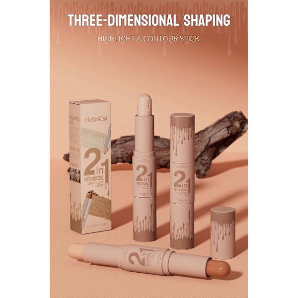 Dobbeltsidet To-i-én Concealer Highlighter Kontur Stick Lysner Og Delikat Skygge Kontur Stick 3