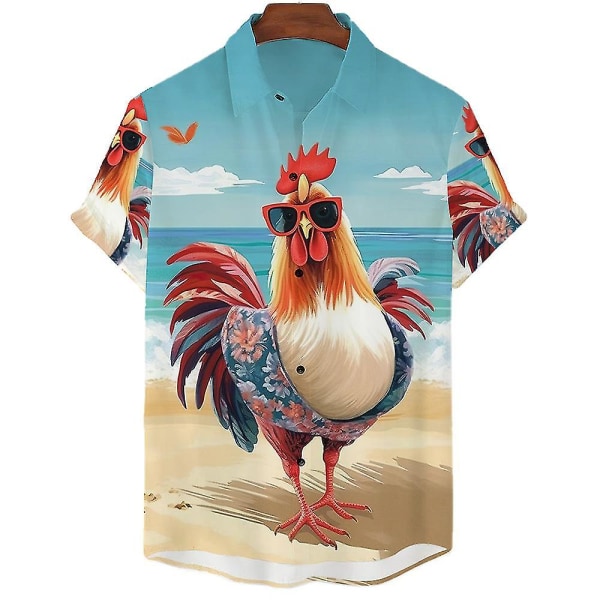 Chicken Hawaiian Shirt Tropic 3d Printed Paidat Miesten Naisten Rantapusero Miesten Ammatti Paidat Unisex Camisas ASF5E2311167 3XL