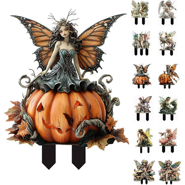 Bohemian Fairy Blomsterpot Dekorasjon, 2D Fehage Planter Tilbehør, Fehage Figurer for Potteplanter og Hageplen Dekor k7