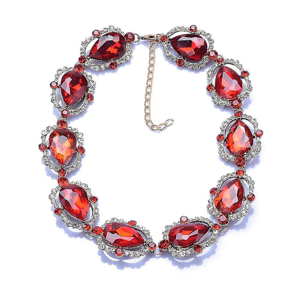 Luksusllinen Punainen Suuri Lasikristalli Choker-Kaulakorut Ripukset Naisten Korut S