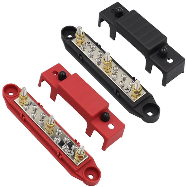 Busbar M6 Studs Terminaler Strømfordelingsblokk Samleskinne Med Ringterminaler 6.15. juni black