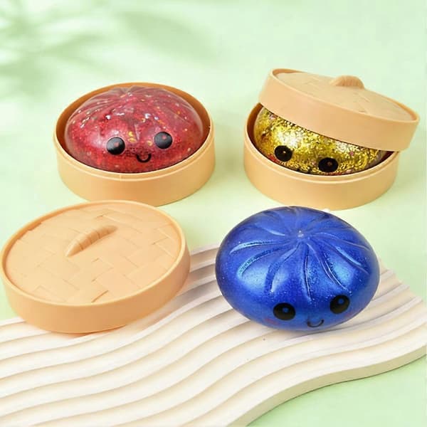 Blinkende dumpling blød og sød æske, angstlindrende og stressreducerende legetøjsdej blue