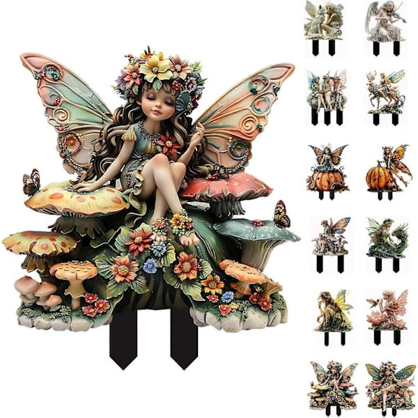 Boheemi Fairy-kukkaistutuskoriste, 2D Fairy Garden -istutuslisävarusteet, Fairy Garden -hahmot ruukkukasveille ja puutarhan pihapiirin nurmikon koristeluun k11