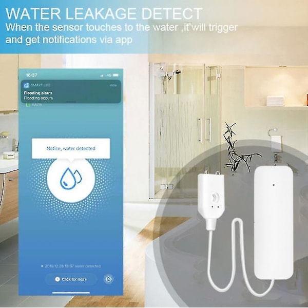 Tuya Zigbee Vattenläckagesensor Trådlös Översvämningsdetektor Vattenläckage -GSL