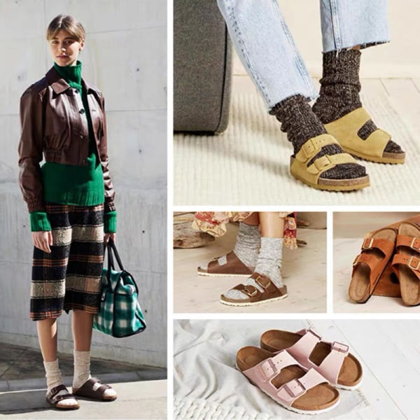 ~2024 Kevät ja kesä Uudet Retro Cork Flat Boken Sandaalit Miesten Litteät Sandaalit Naiset Dark brown leather 44