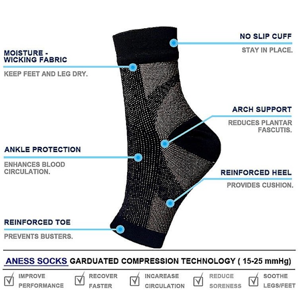 Sports Pressure Socks Ankle Protection Socks, Calf Slim Leg Elastic Socks, Fitness Cycling Running Socks black