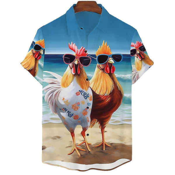 Chicken Hawaiian Shirt Tropic 3d Printed Paidat Miesten Naisten Rantapusero Miesten Ammatti Paidat Unisex Camisas ASF5E2311164 5XL