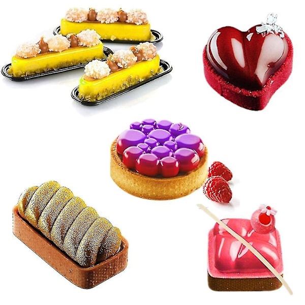 8-pack Tårtringar i Plast, Icke-Klibbiga, Perforerade, för Bakning av Tårtor, Mousse, Cirkelformade Klippringar, DIY