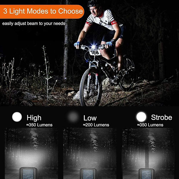 Solcelledrevet USB-oppladbar sykkellykt 2000 Lumen LED sykkellykt foran Nødlys Vanntett med Horn 3 Lysmoduser 2000mAh B2 BB ZD