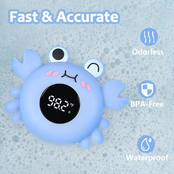 Baby Badekar Termometer, Vanntemperaturmåler for Badekar, Nøyaktig Digital Vanntemperaturmåler for Nyfødt Sikkerhet Flytende Badeleketøy crabs degrees fahrenheit