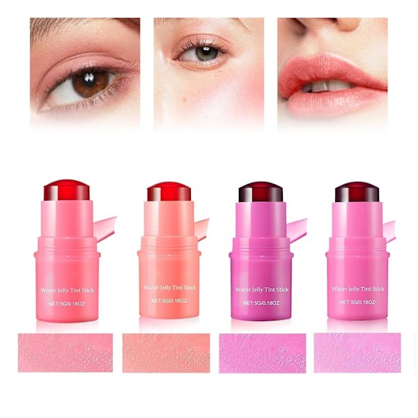 Maitonviilentävä Vesigelitintti, Vesigelitinttitikku, Maitogelitintti Gel Blush -tikku, Läpikuultava Huuli- ja Poskipuna, Kerrostettava Vesiväriviimeistely 4 colors