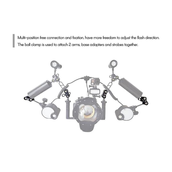 1\" Kugle Klemme Butterfly Clip Arm Dobbelt Holder Montering til Undervandsfotografering Dykning Lys System fo