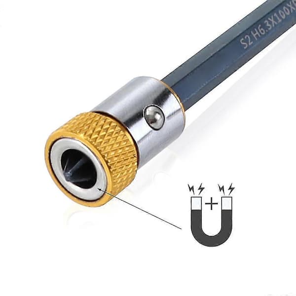 Universal magnetiserbar ring i magnetisk stål for 6,35 mm skrutrekkerbits