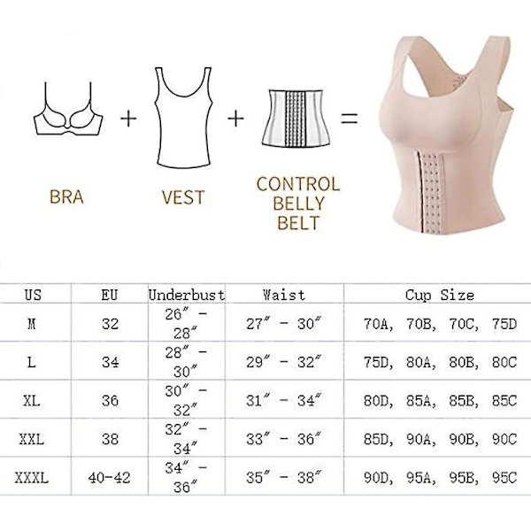 3 i 1 Talje-træner BH, Talje-knappet BH Shapewear, Talje-træner Vest til Kvinder Underbryst Korset Kropsformer beige m