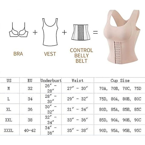 3-in-1 Vyötärötreenaava Rintaliivi, Vyötäröllä Napitettava Rintaliivi Muotoileva Alusasu, Vyötärötreenaava Liivi Naisille Rinnan Alla Oleva Korsetti Kehon Muotoilija beige 3xl