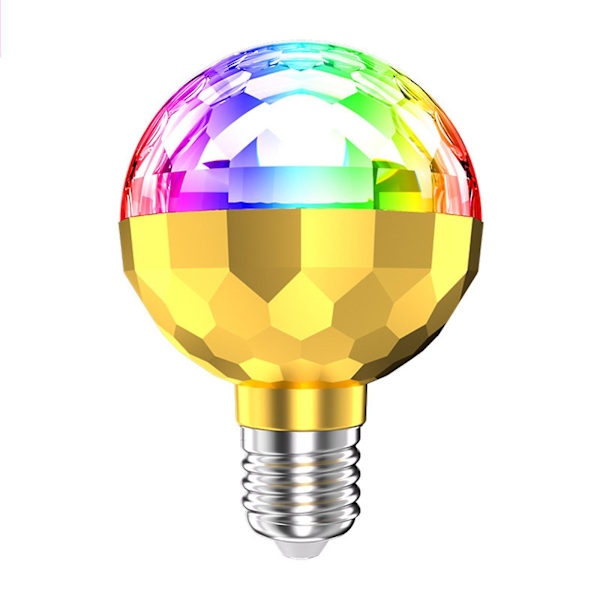 Rörligt huvud scenljus, färgglad roterande glödlampa E27 liten magisk boll ljus, automatisk belysning stroboskopljus, för klubb live show bar bröllop Halloween Ch gold