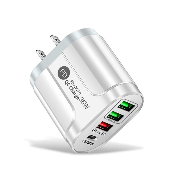 36w Pd+qc3.0 2.4a EU US UK Standard Plug USB-lader Rask lading Mobil